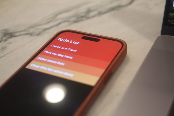 Clear to do app on iPhone sitting on counter